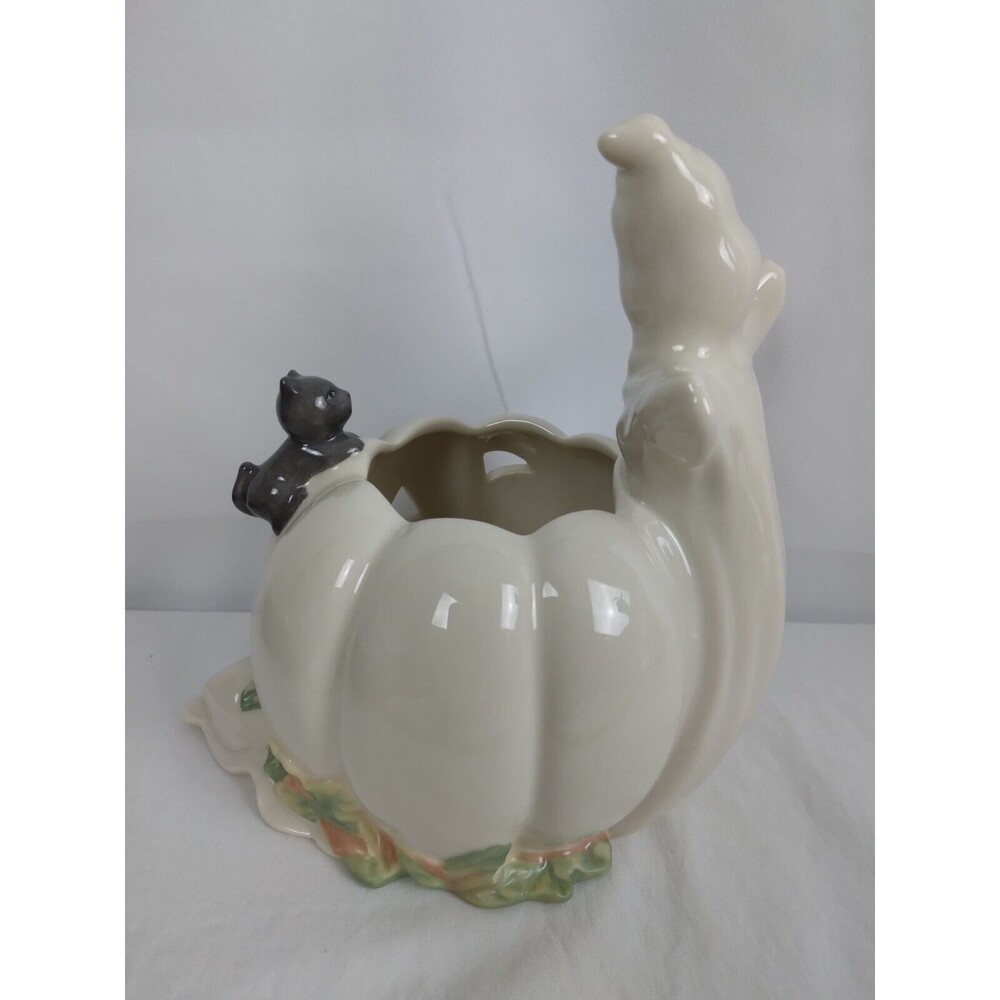 Lenox Occasions White Ghost with Pumpkin and Cat Votive Candle Holder - Picture 5 of 9